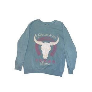 Love for Humanity Texas Rodeo Sweatshirt Small Western Bull Skull Graphic